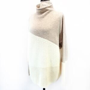 French Connection Wool Blend Ribbed Sweater Pullover Mock Neck Warm Cozy Medium